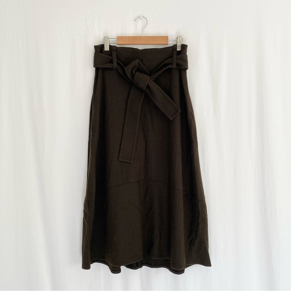 Vince Wool-Blend Belted Midi Skirt, Size 0